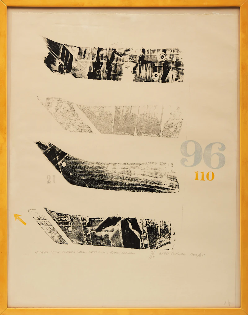 Gregory Richard Curnoe, Hockey Stick Blades From West Lion Park, London (from the “Toronto 20 Portfolio”), 1965, mixed media print - view 2