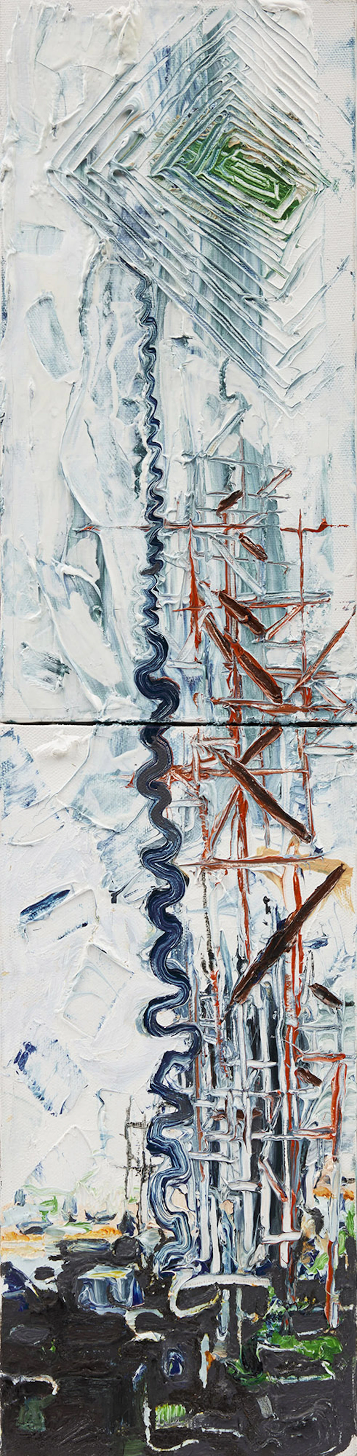 Susanna Heller, A New Tower of Babel, oil on canvas (diptych), 2015