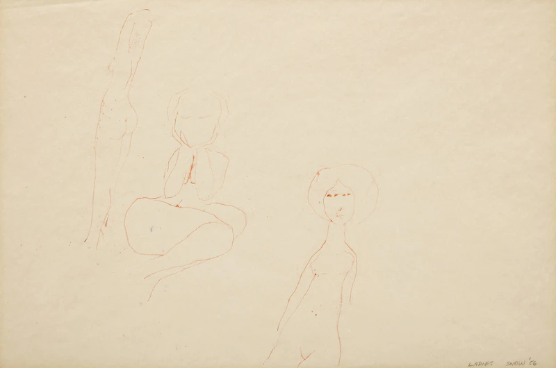 Michael James Aleck Snow, Ladies, ink on paper, 1956 - view 1