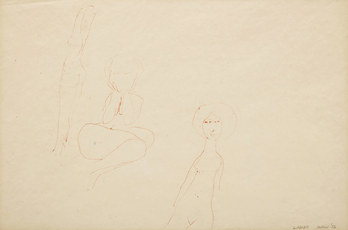 Michael James Aleck Snow, Ladies, ink on paper, 1956