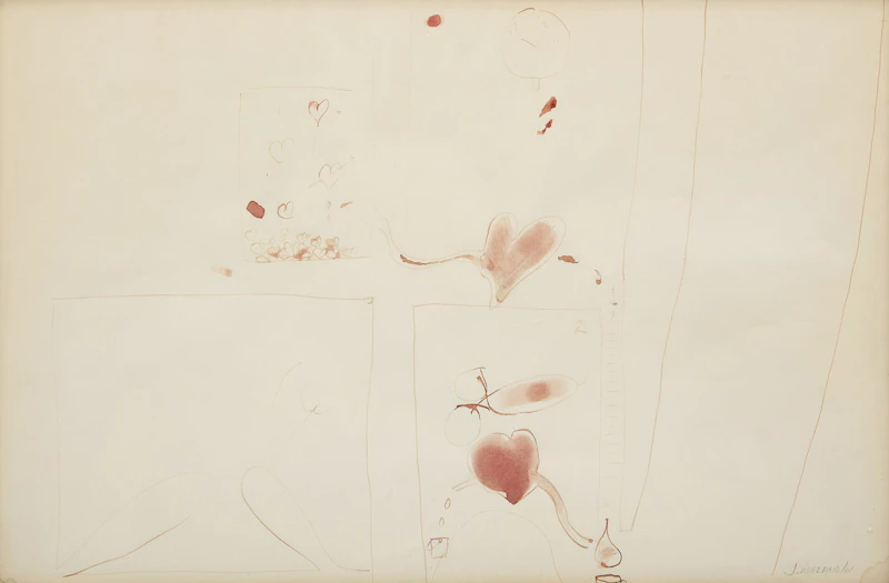 Joyce Wieland, Heart Factory, ink on paper