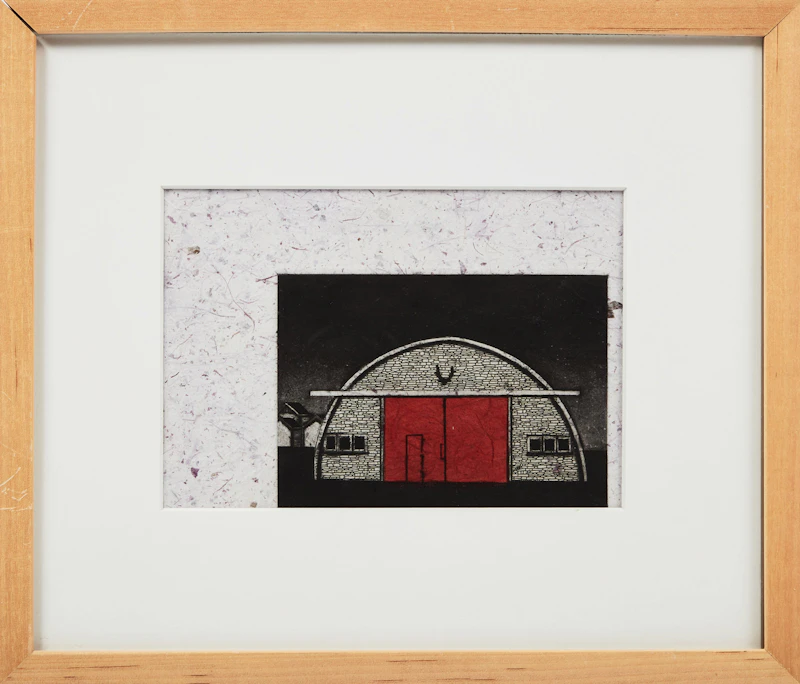 David Thauberger, Red Door, aquatint with chine collée - view 2