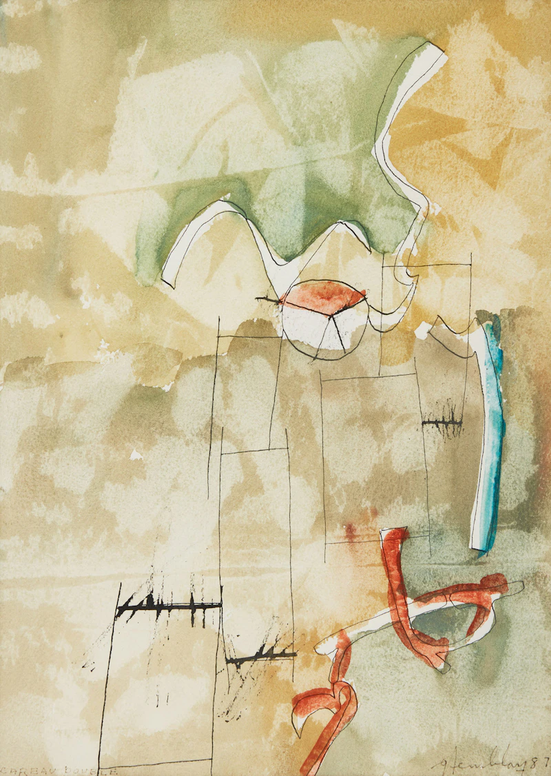 Gérard Tremblay, Untitled (Abstraction), three watercolours