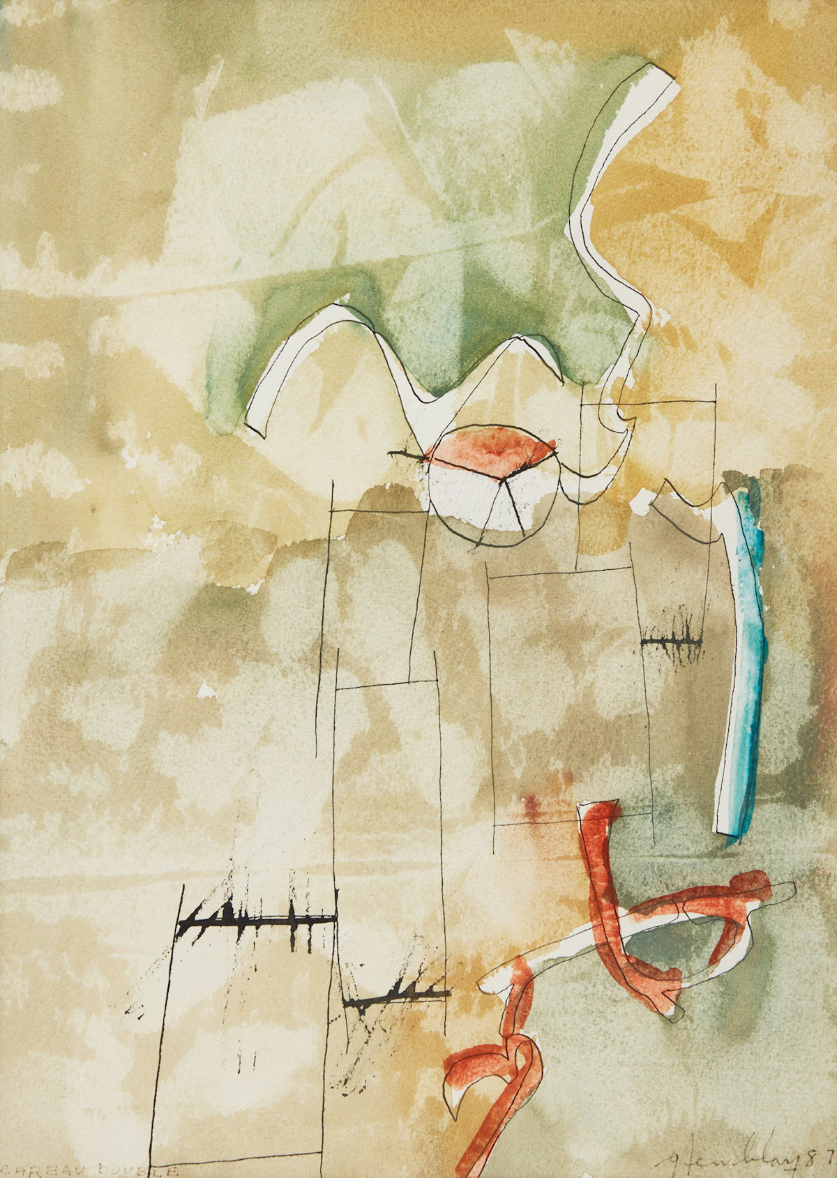 Gérard Tremblay, Untitled (Abstraction), three watercolours