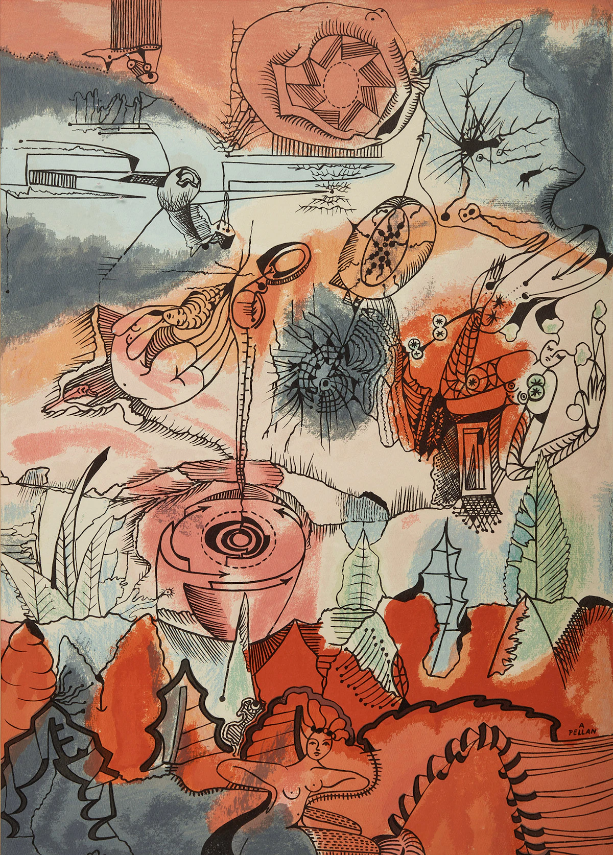 Alfred Pellan, Fées d'eau, serigraph