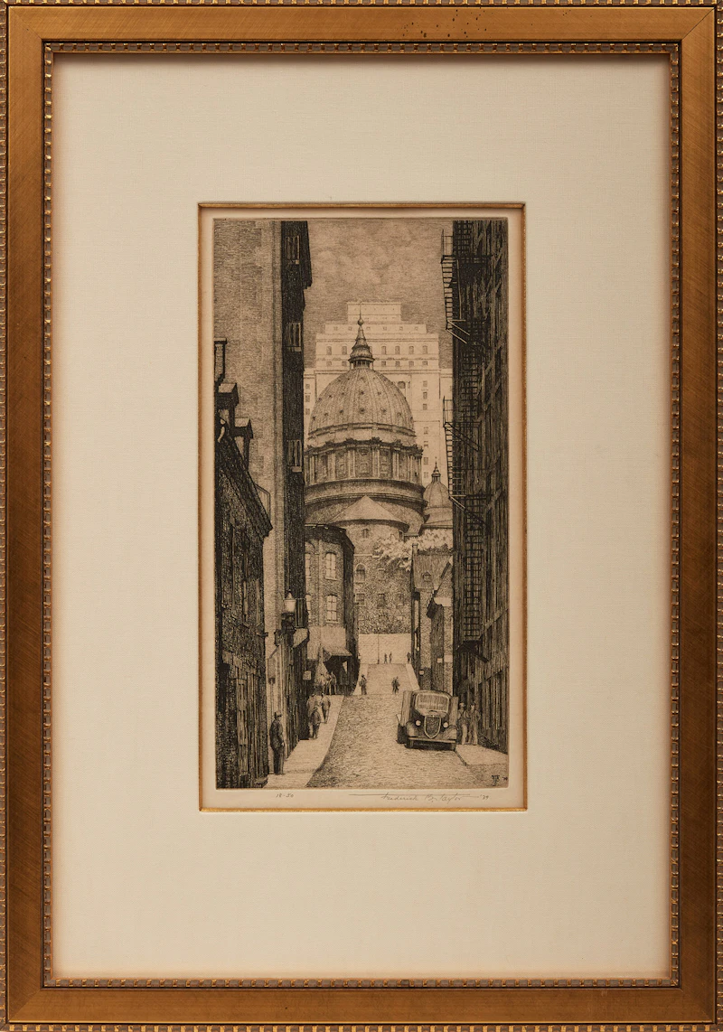 Frederick Bourchier Taylor, St. Cecile Street, Montreal (Original Study for Etching); St. Cecile Street, Montreal (Etching), watercolour and graphite; etching, 1938 - view 5