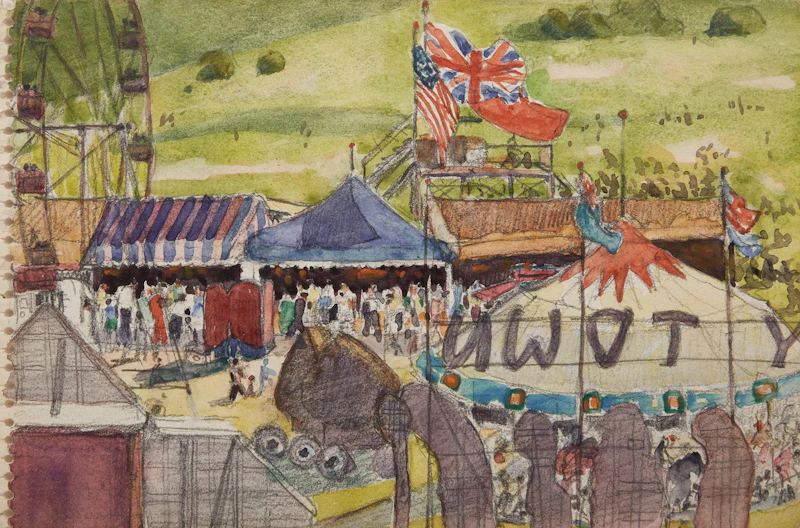 Peter Clapham Sheppard, Sketch of “Fair for Britain”, watercolour and graphite on paper