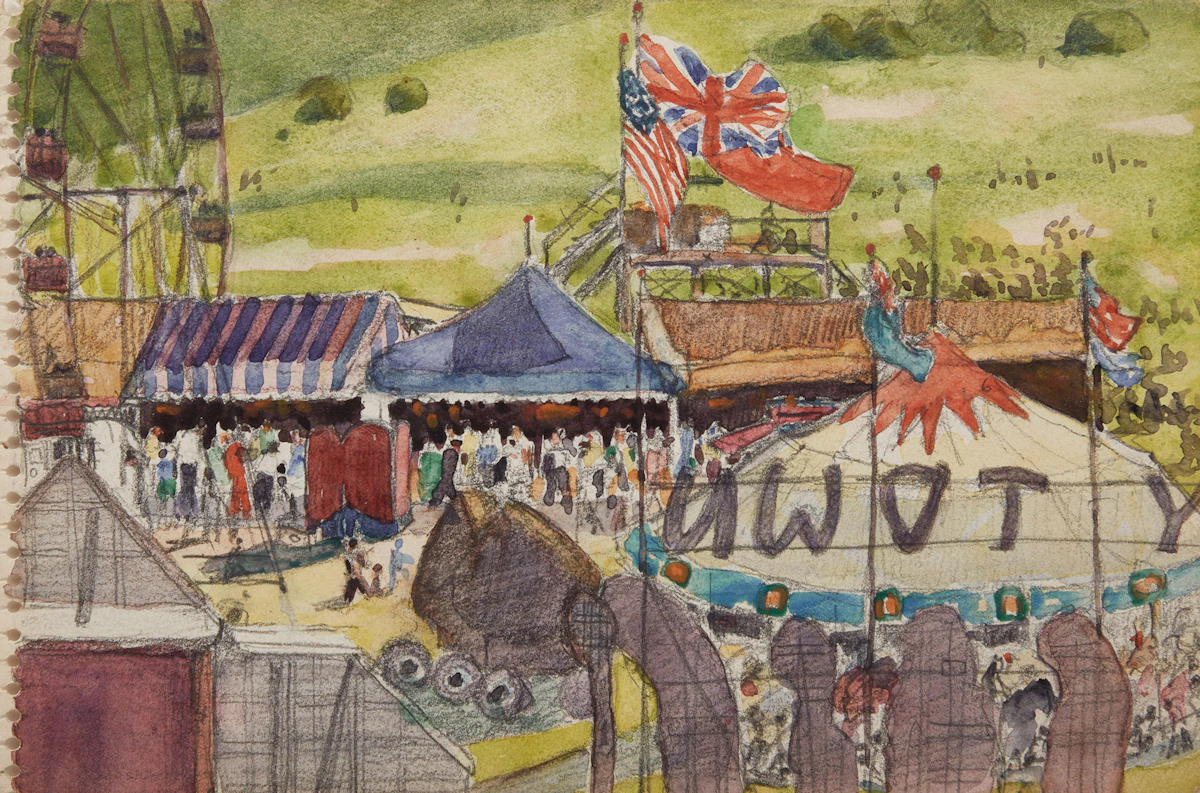 Peter Clapham Sheppard, Sketch of “Fair for Britain”, watercolour and graphite on paper