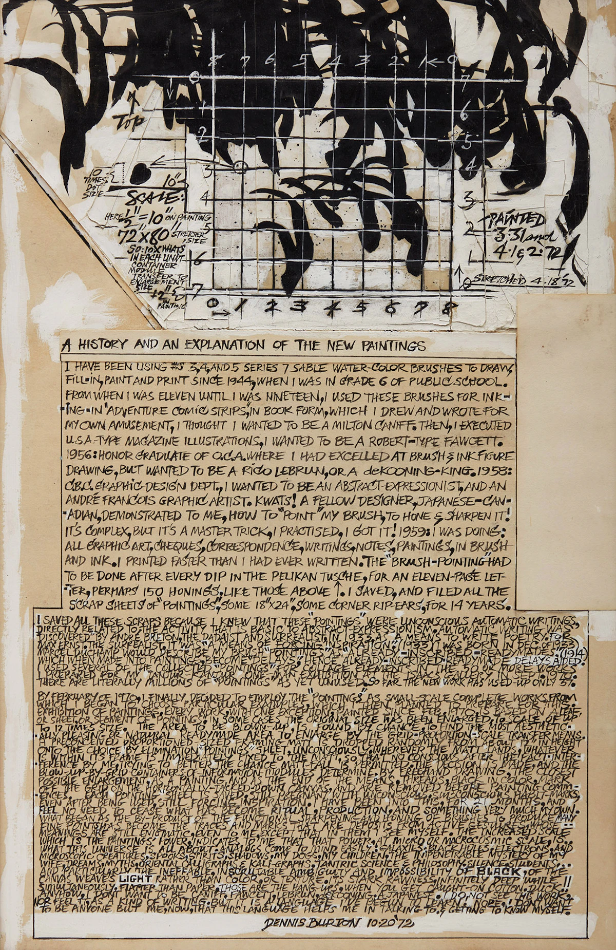 Dennis Eugene Norman Burton, History and Explanation of the New Paintings, collage, 1972