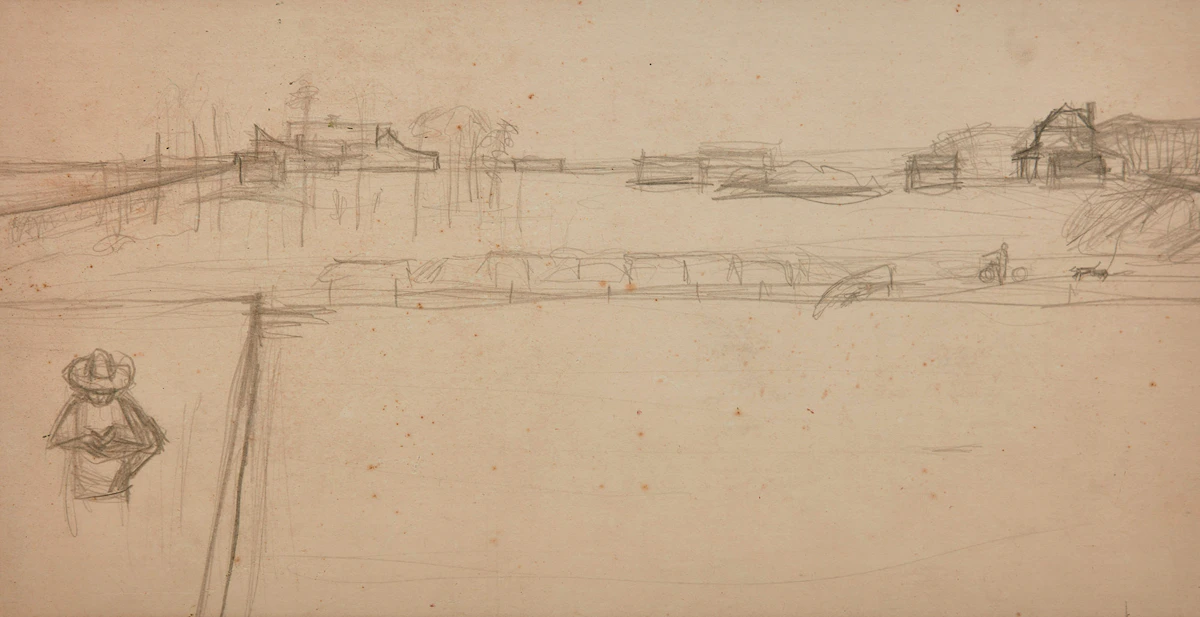 William Kurelek, Untitled, Prairie Landscape, pencil on paper