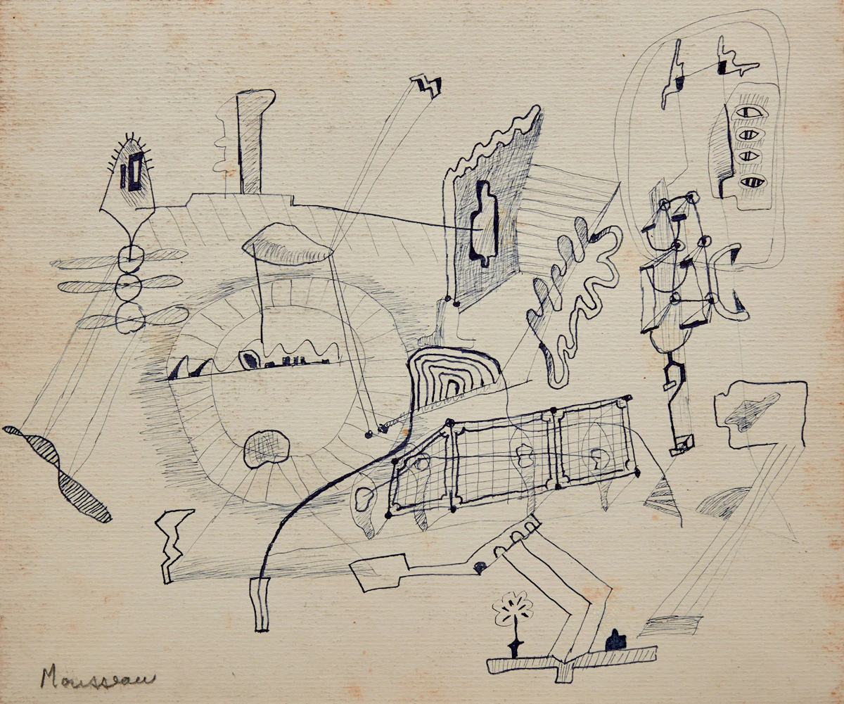 Jean-Paul Mousseau, Sans titre, ink on laid paper, circa 1946