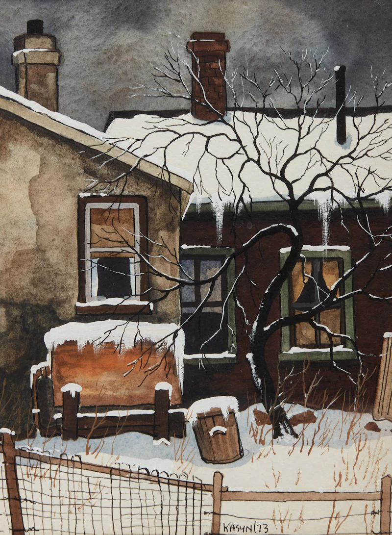 John Kasyn, Untitled (Backyard in Winter) , watercolour - view 1