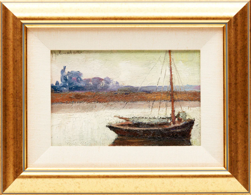 John Young Johnstone, Ship in the Lake, oil on board - view 2