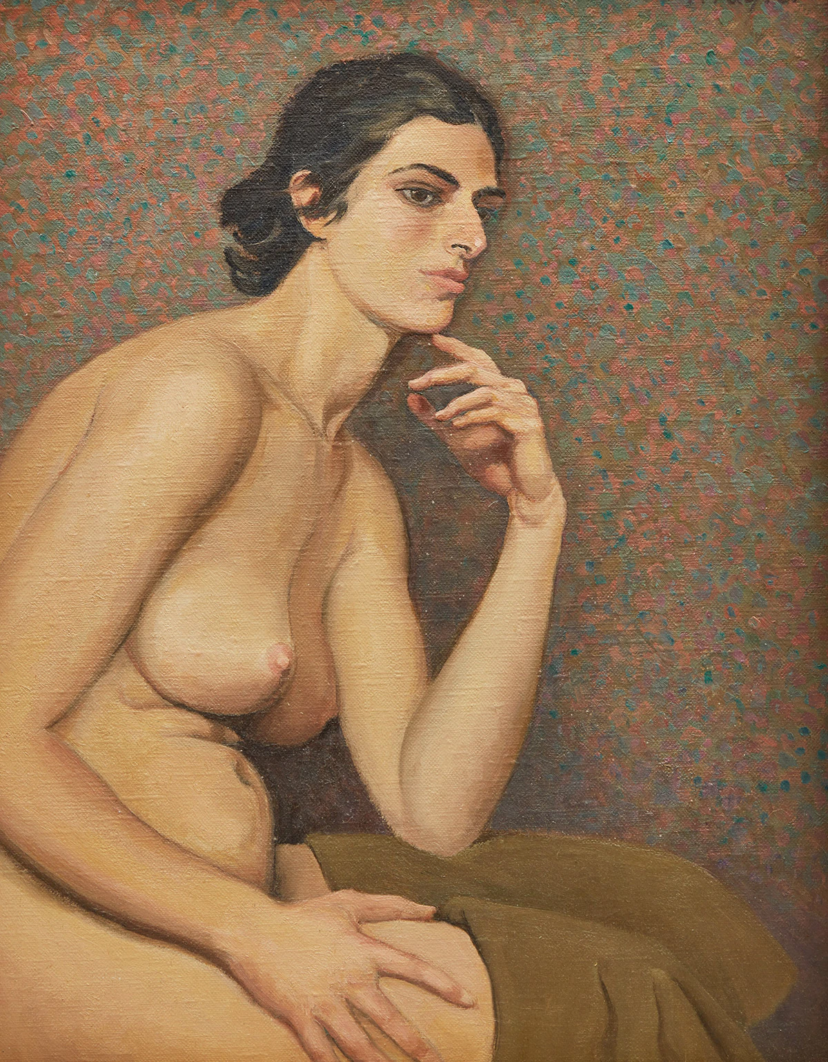 Frederick Bourchier Taylor, Seated Nude, oil on canvas, 1971