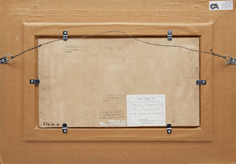 Stanley Morel Cosgrove, Nu couche, oil on board, 1950 - view 3