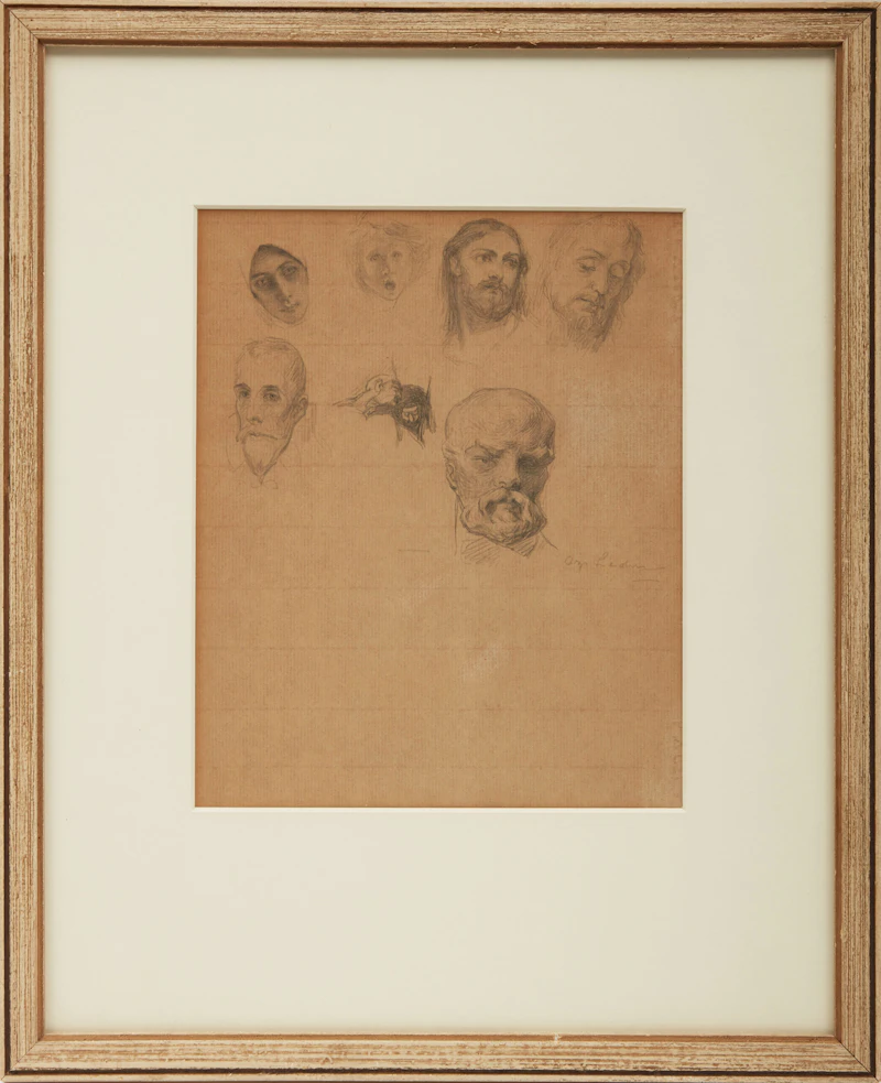 Ozias Leduc, L’Enfant de choeur; Ange; Étude de plusieurs visage, three pencil drawings - view 2