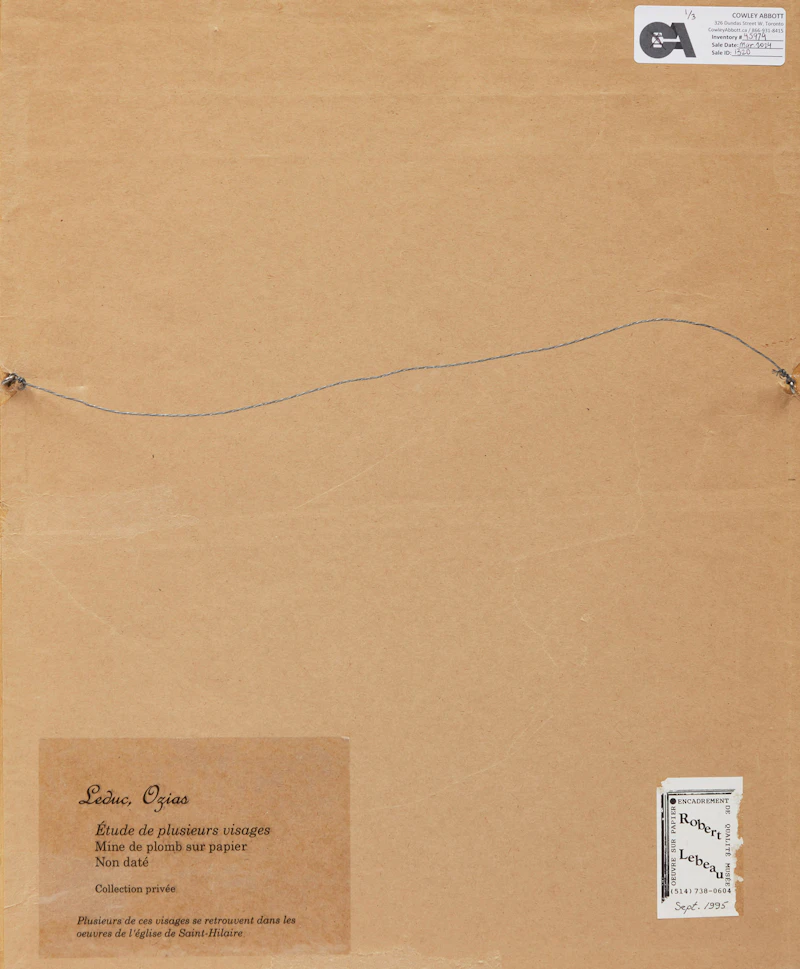 Ozias Leduc, L’Enfant de choeur; Ange; Étude de plusieurs visage, three pencil drawings - view 3