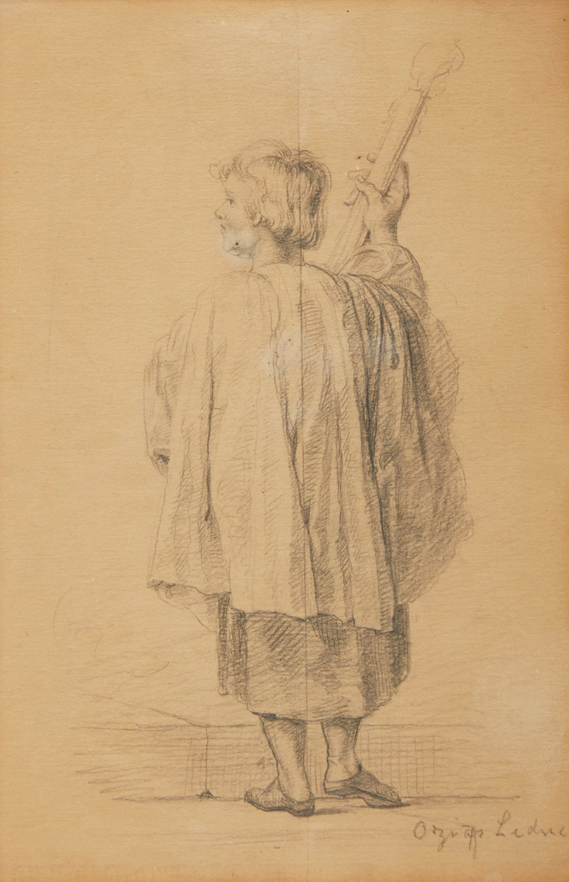 Ozias Leduc, L’Enfant de choeur; Ange; Étude de plusieurs visage, three pencil drawings - view 4