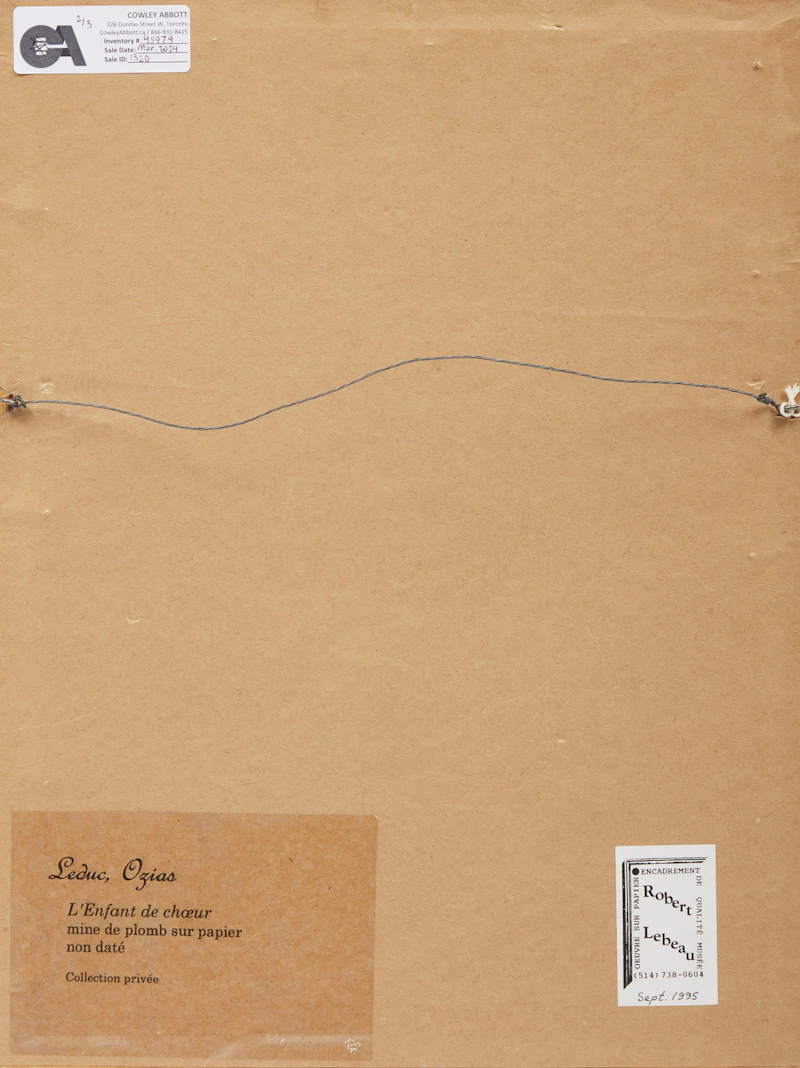 Ozias Leduc, L’Enfant de choeur; Ange; Étude de plusieurs visage, three pencil drawings - view 6