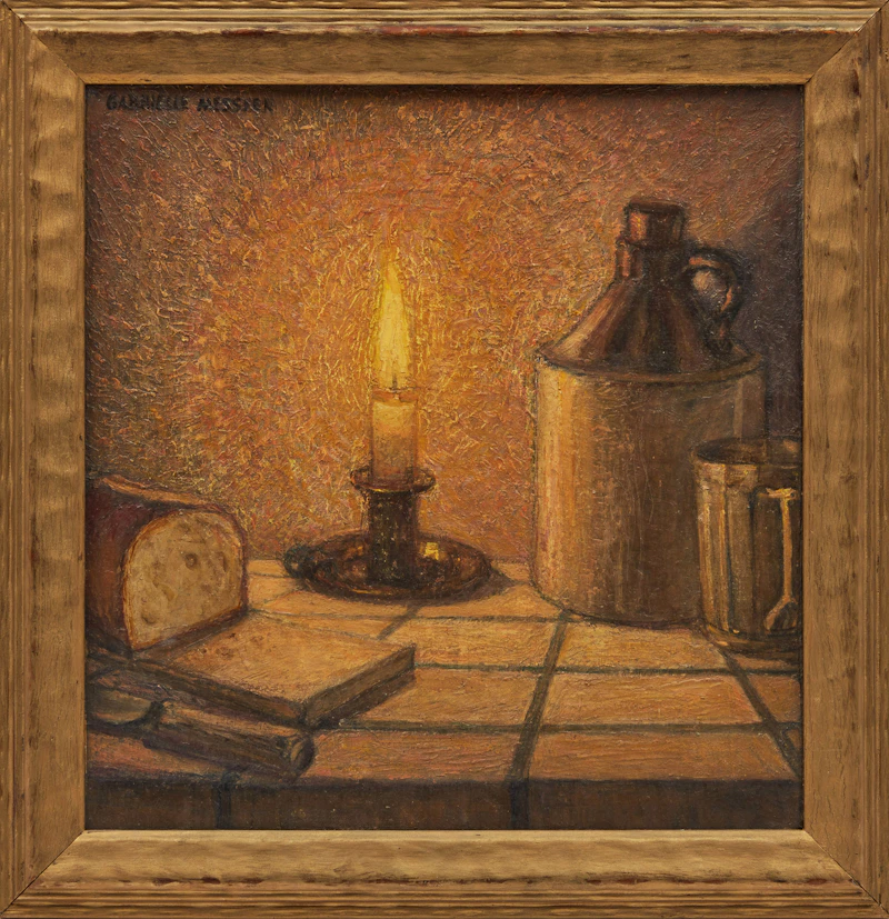 Gabrielle Messier, Nature morte à la chandelle, oil on board - view 2