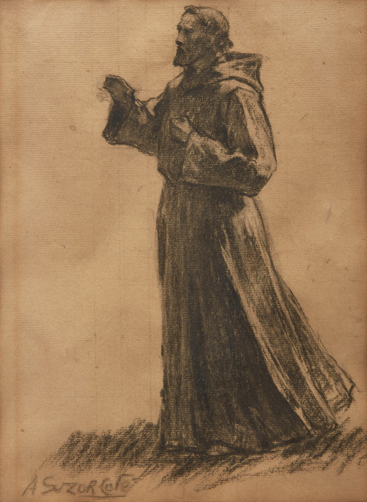Marc-Aurèle de Foy Suzor-Coté, Franciscain, charcoal