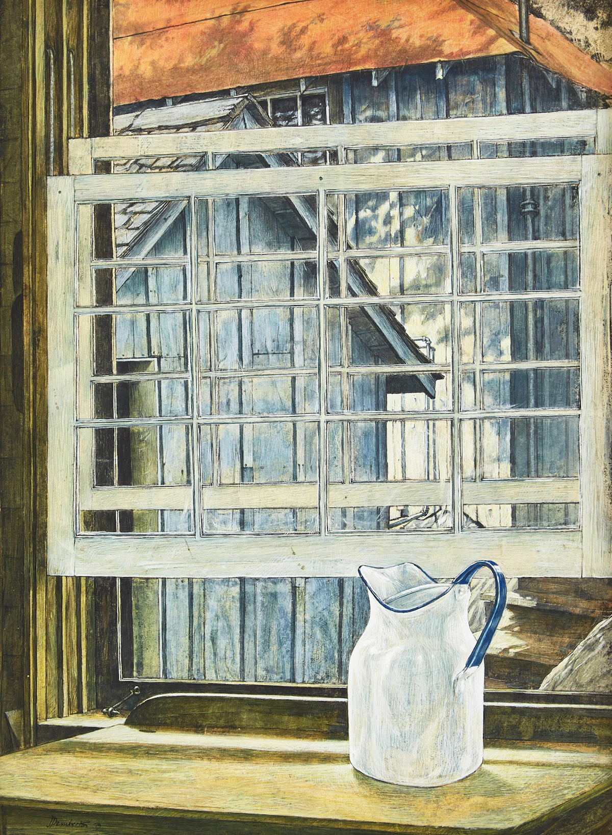 John Pemberton, Drinking Water, ink on tempera, 1975