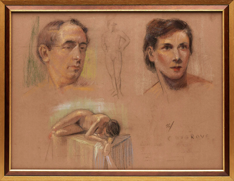 Stanley Morel Cosgrove, Figural Studies, pastel on paper, 1956 - view 2