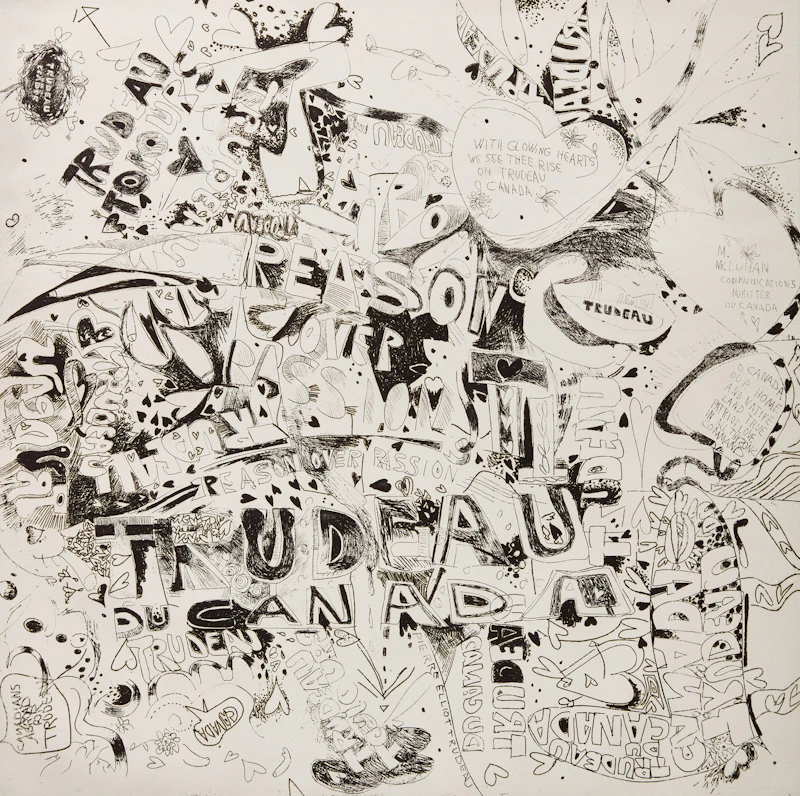Joyce Wieland, The History of an Obsession, etching on paper