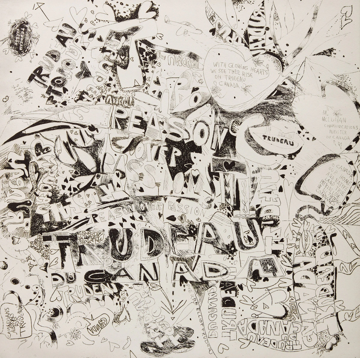 Joyce Wieland, The History of an Obsession, etching on paper, 1970