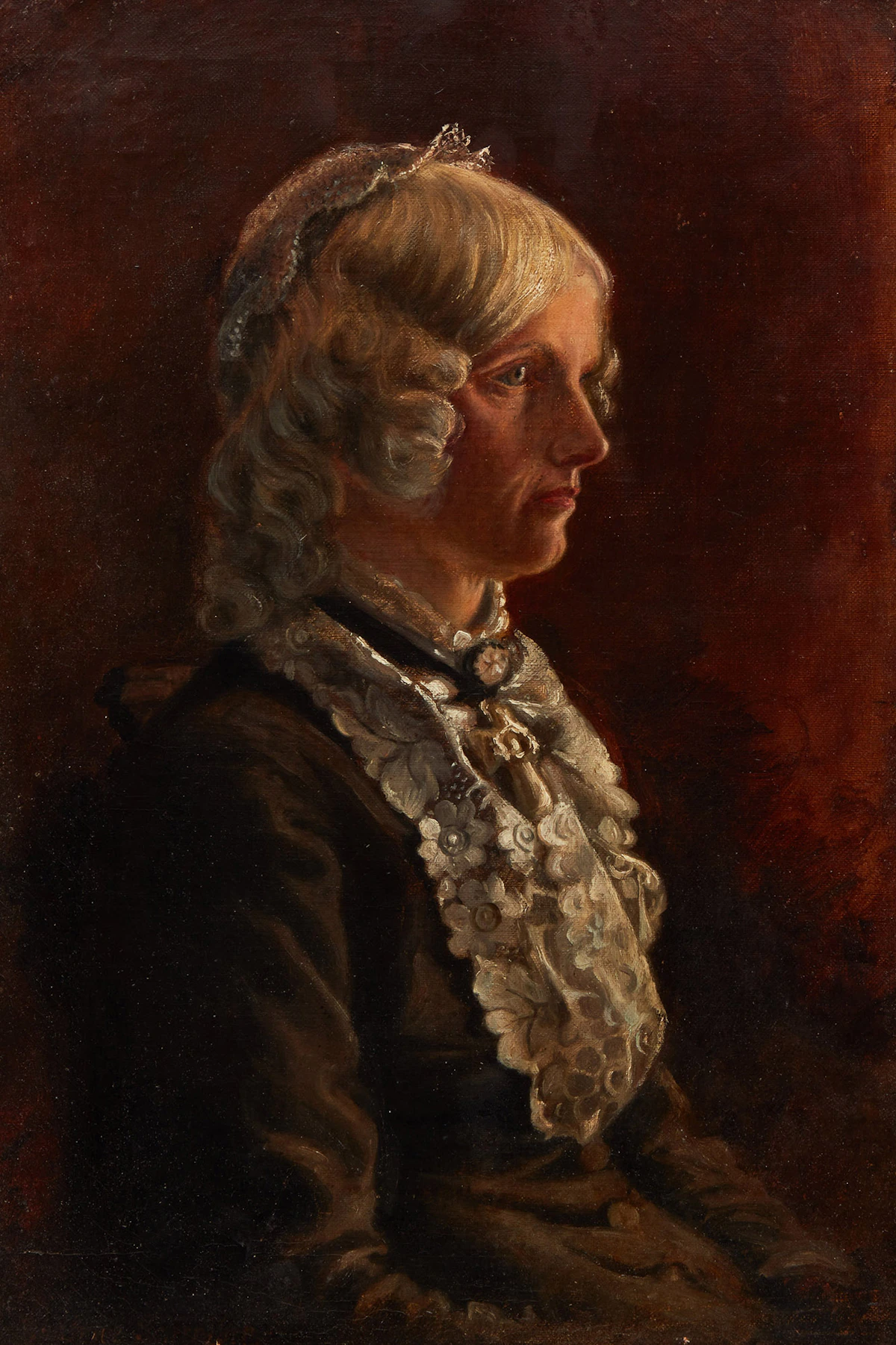 Charlotte Mount Brock Schreiber, Portrait of Caroline , oil on canvas laid down on board