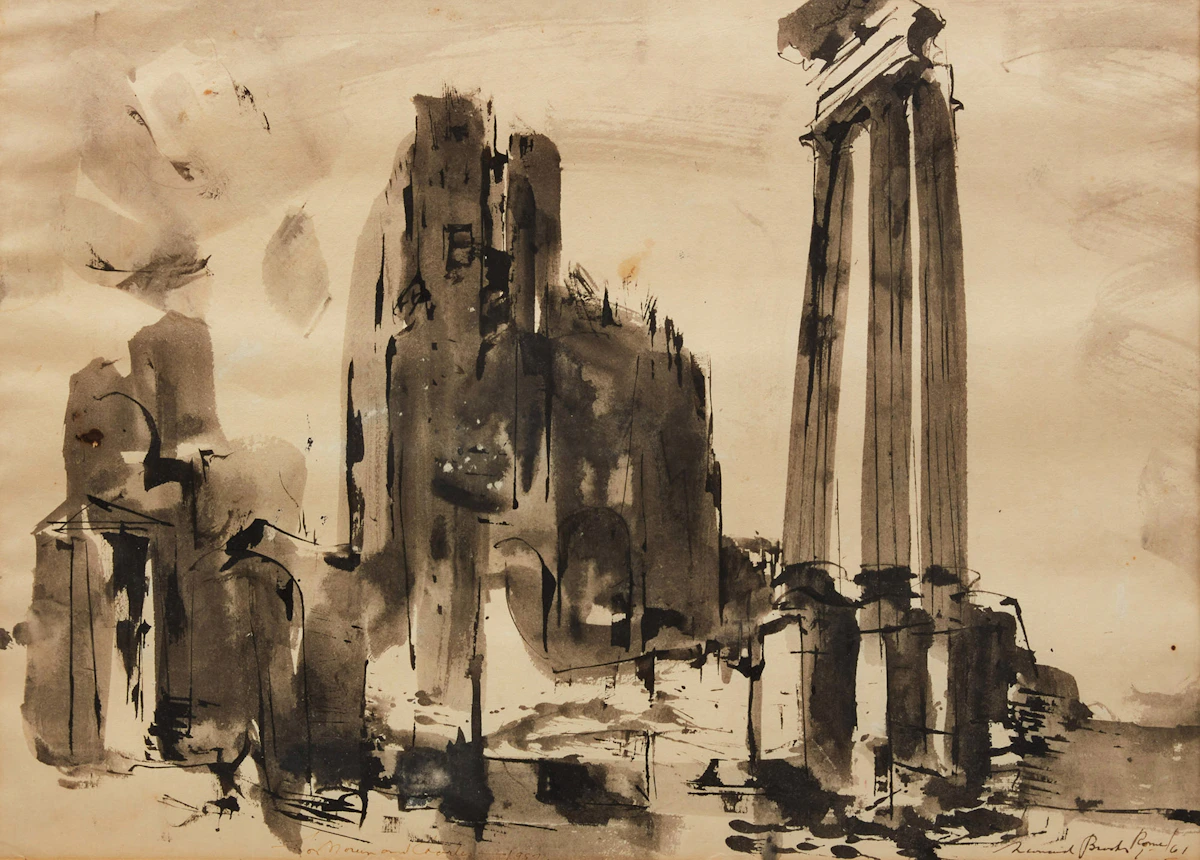 Frank Leonard Brooks, Rome, ink on paper, 1961
