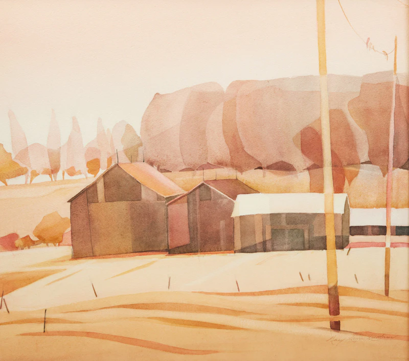 Mary Anne Ludlam, Wolfe Island Farm, diptych watercolour - view 2