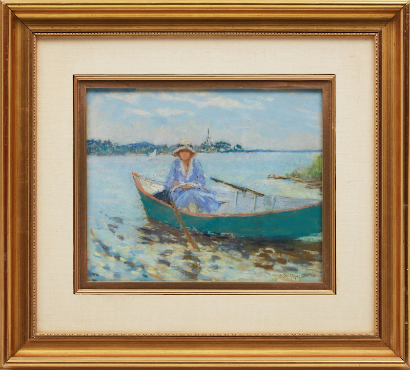 Berthe Des Clayes, Woman in Boat, Drawing (Hudson, Quebec), pastel - view 2
