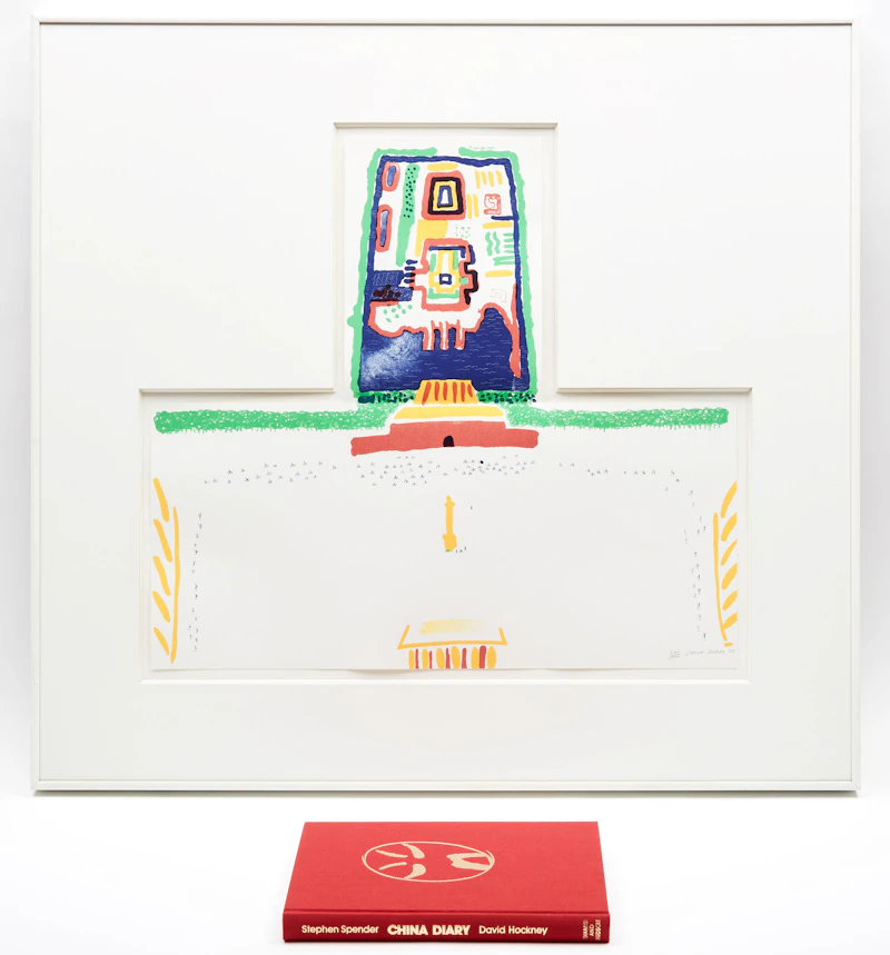 David Hockney, Red Square and the Forbidden City from the Book China Diary by Stephen Spender (Museum of Contemporary Art Tokyo 254), colour lithograph on paper with the full sheet folded three times to form four panels (as issued) and book, 1982 - view 3