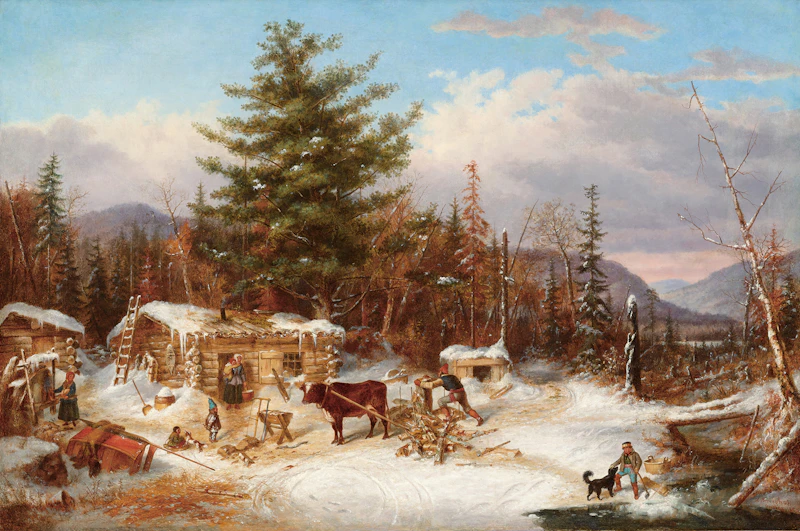 Cornelius Krieghoff, The Settler’s Log House, oil on canvas