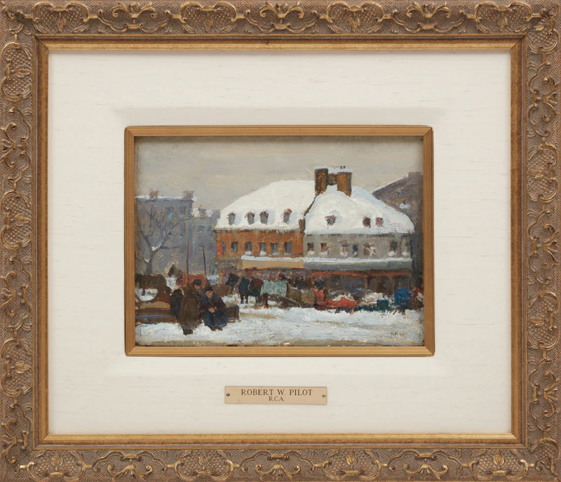 Robert Wakeham Pilot, Cabbies, Old Montreal, oil on board, circa 1926 - view 2