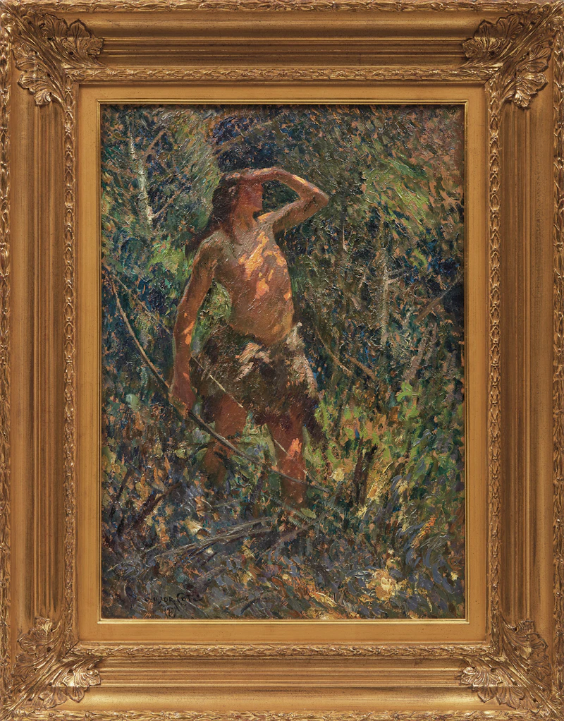 Marc-Aurèle de Foy Suzor-Coté, Indian in the Wood (Indien à la chasse), oil on canvas, 1907 - view 2
