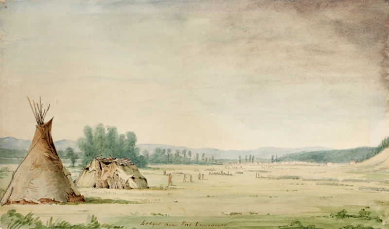 Paul Kane, Lodges Near Fort Vancouver, 1847, watercolour