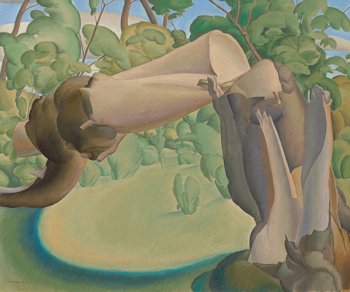 Lionel LeMoine FitzGerald, Untitled (Broken Tree in Landscape), oil on canvas, 1931