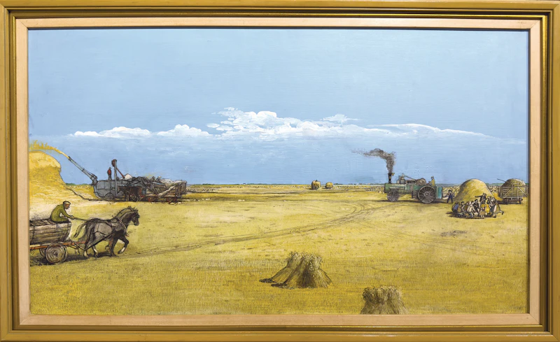 William Kurelek, Negrich Family Threshing Outfit, oil and graphite on masonite, circa 1972 - view 2