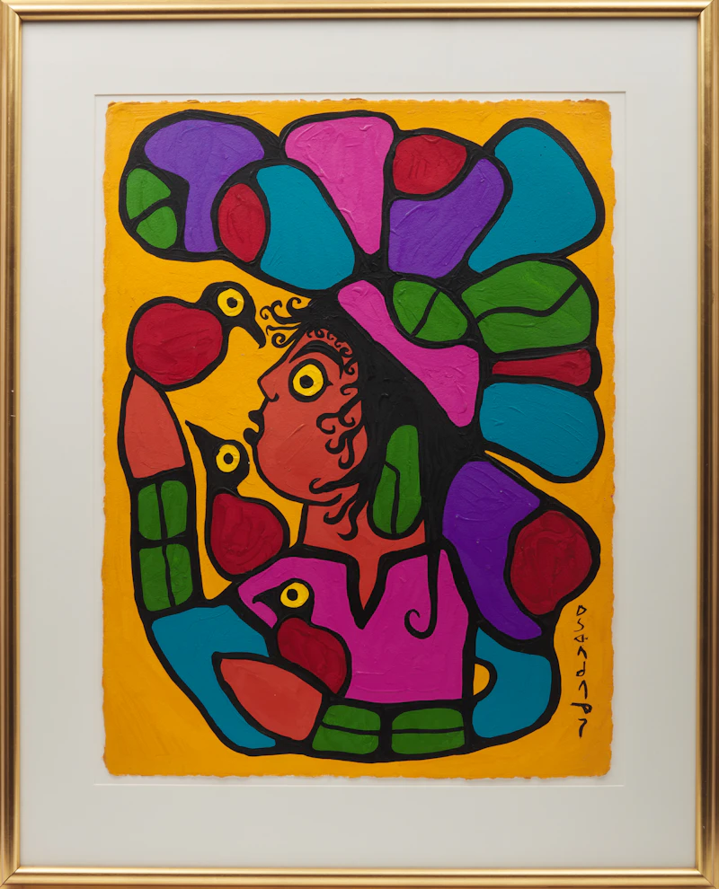 Norval Morrisseau, Robyne Preaching to the Birds, acrylic on paper, 1993 - view 2