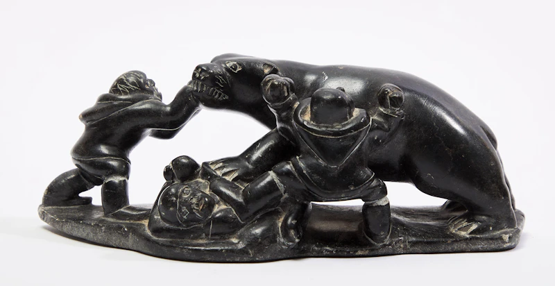 Three Inuit Hunting a Polar Bear by Dania Koma