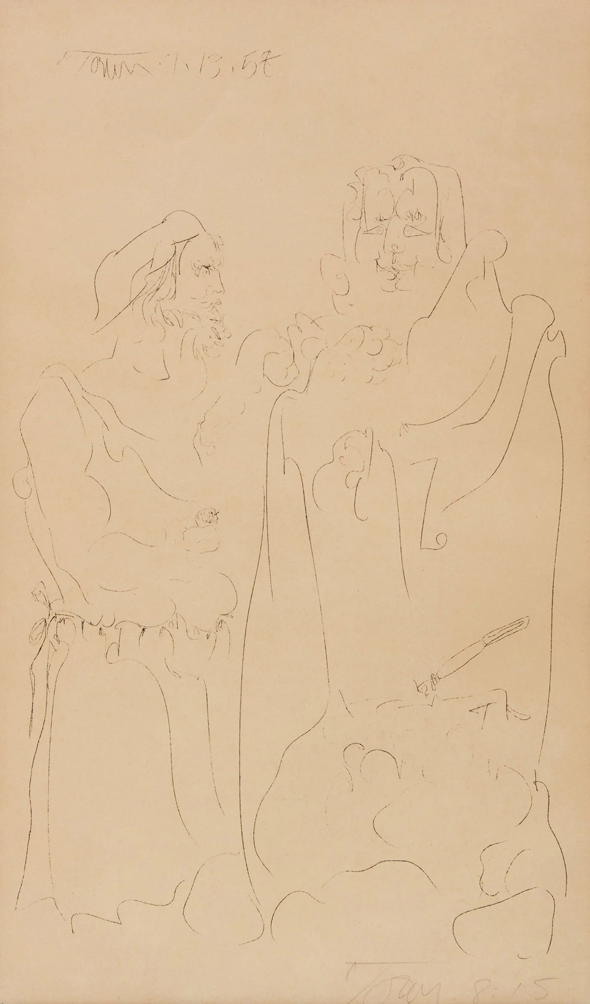 Harold Barling Town, Two Figures, lithograph