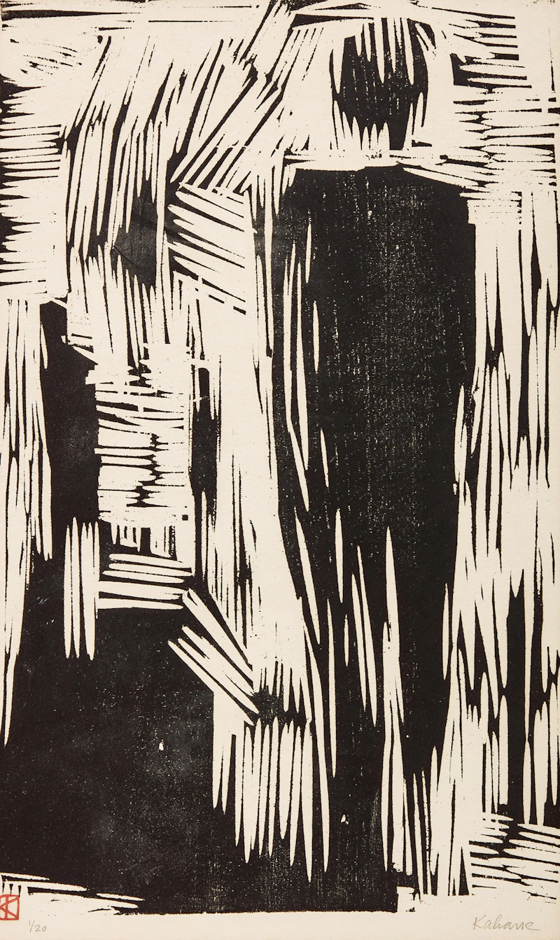 Anne Kahane, Three Figures, woodblock