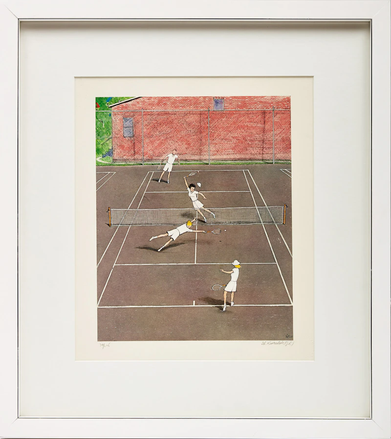 William Kurelek, Tennis, colour lithograph - view 2