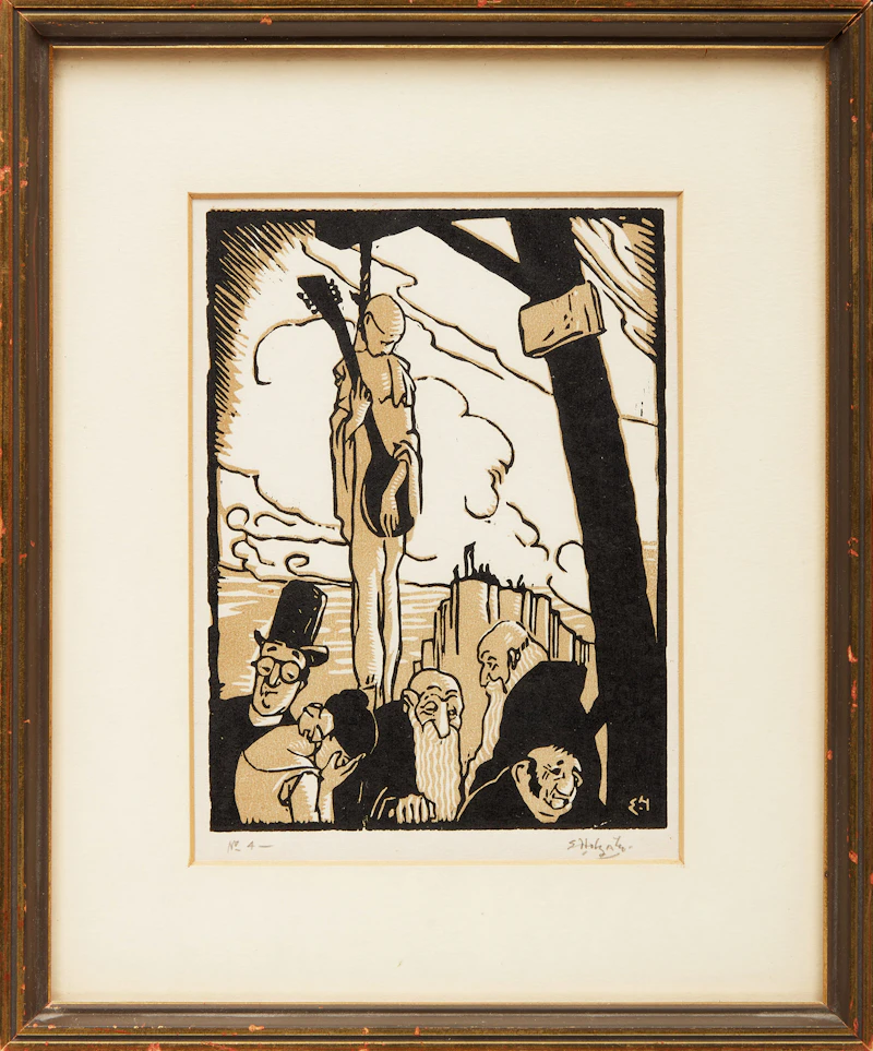 Edwin Headley Holgate, Pierrot Hung, 1923, woodcut print - view 2