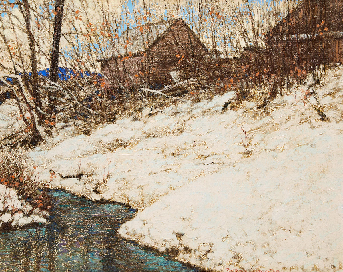 Frank Hans Johnston, April Snow, oil on board