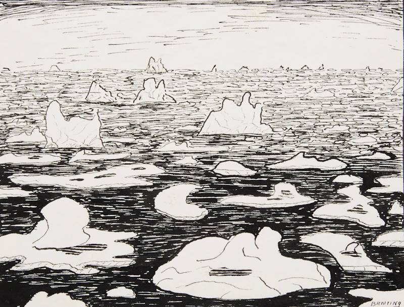 Sir Frederick Grant Banting, Icefield, ink drawing, circa 1927 - view 1