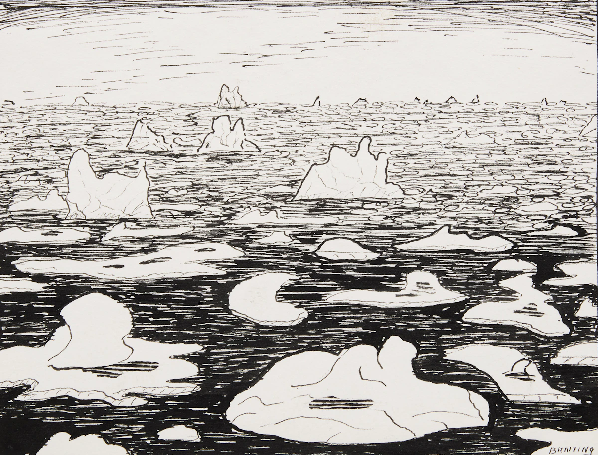 Sir Frederick Grant Banting, Icefield, ink drawing, circa 1927