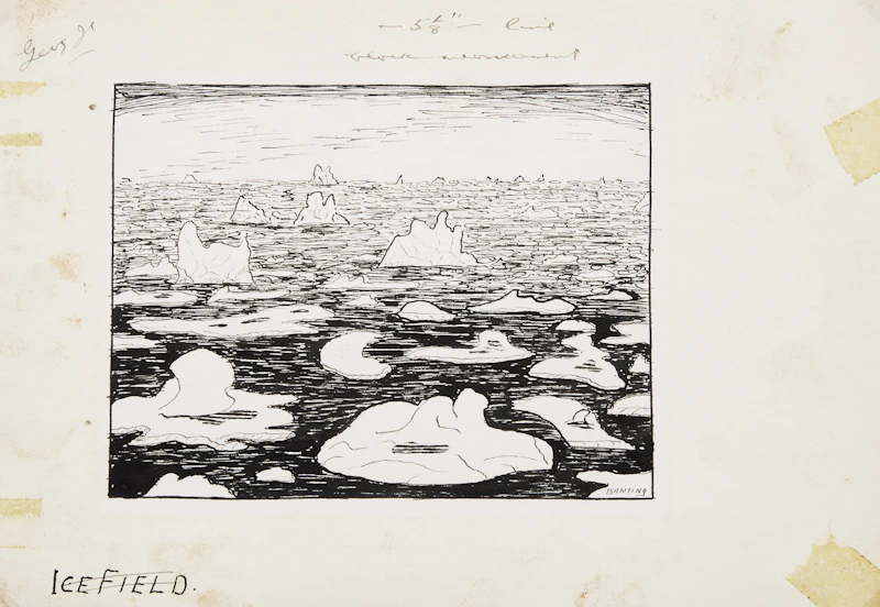 Sir Frederick Grant Banting, Icefield, ink drawing, circa 1927 - view 3